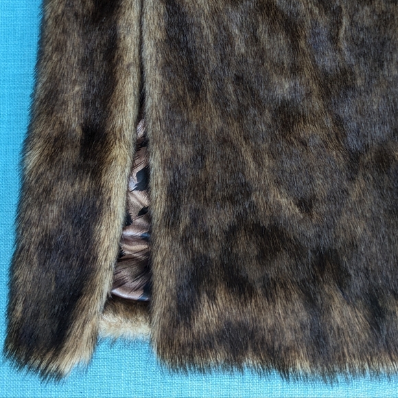 Like New 1x Full Length Faux Fur Coat with Leopard Print Lining, Dennis Basso - Picture 2 of 8
